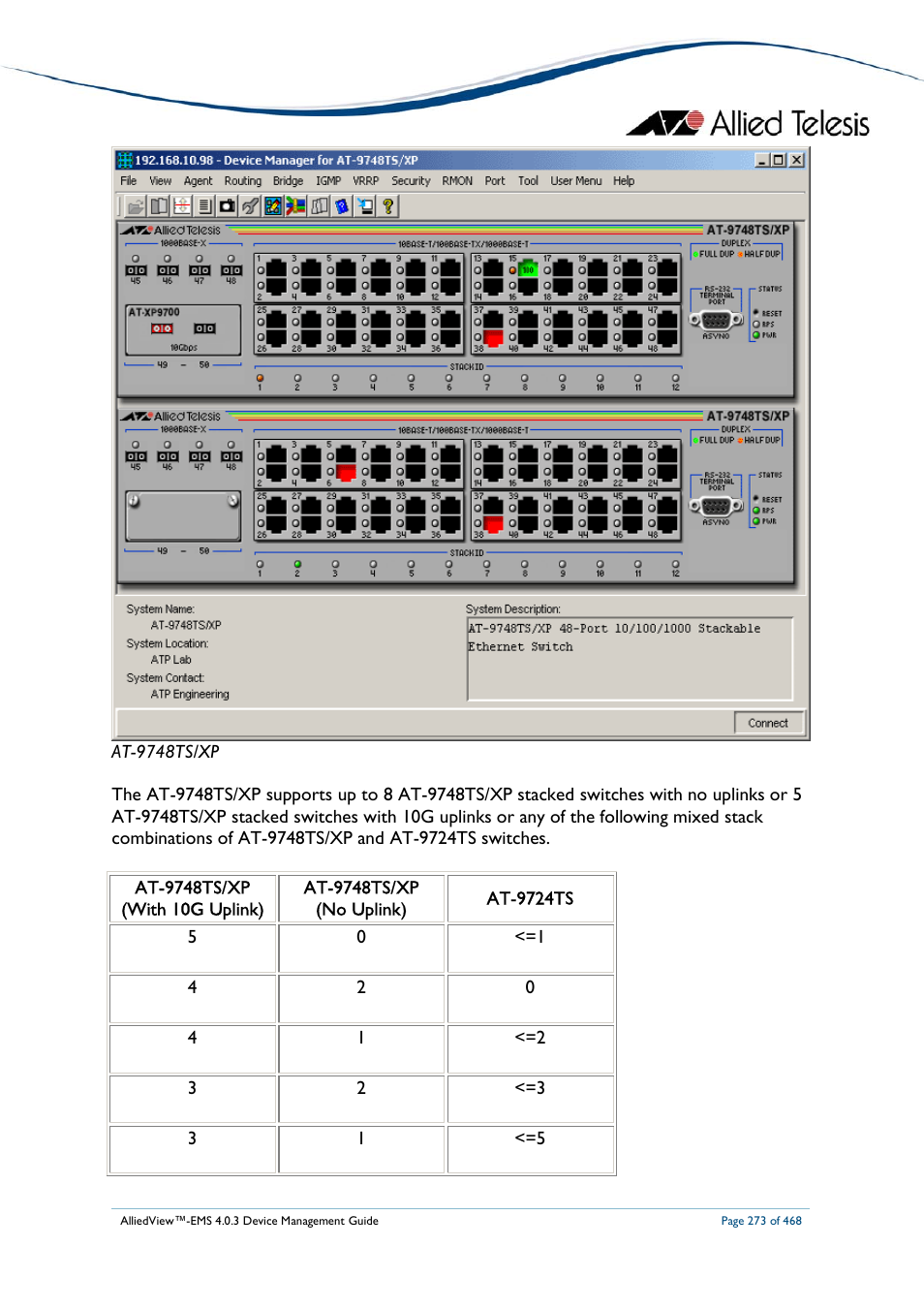 Allied Telesis AlliedView-EMS 4.0.3 Device-Management User Manual | Page 273 / 468