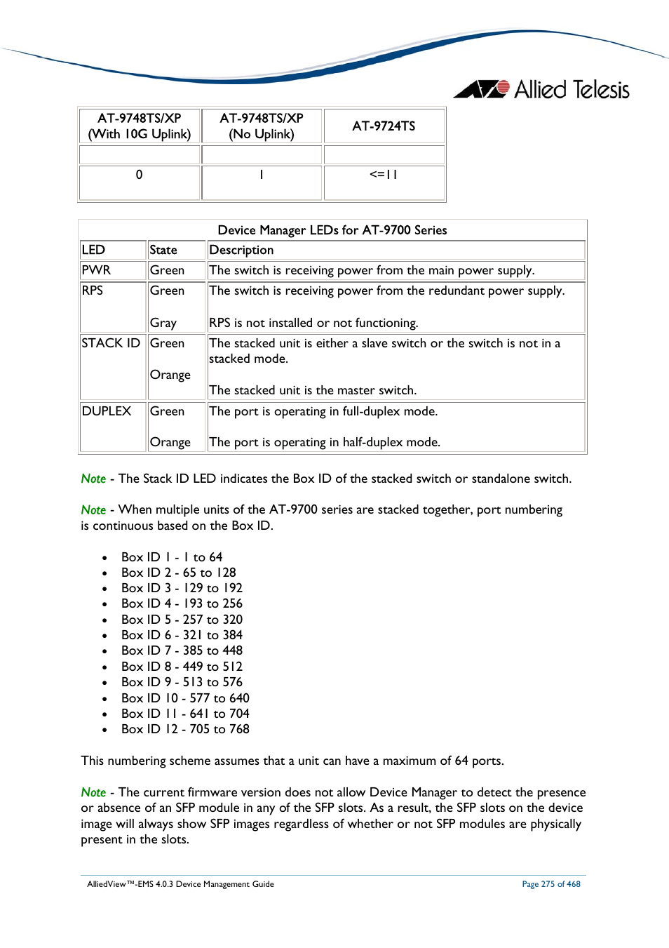 Allied Telesis AlliedView-EMS 4.0.3 Device-Management User Manual | Page 275 / 468