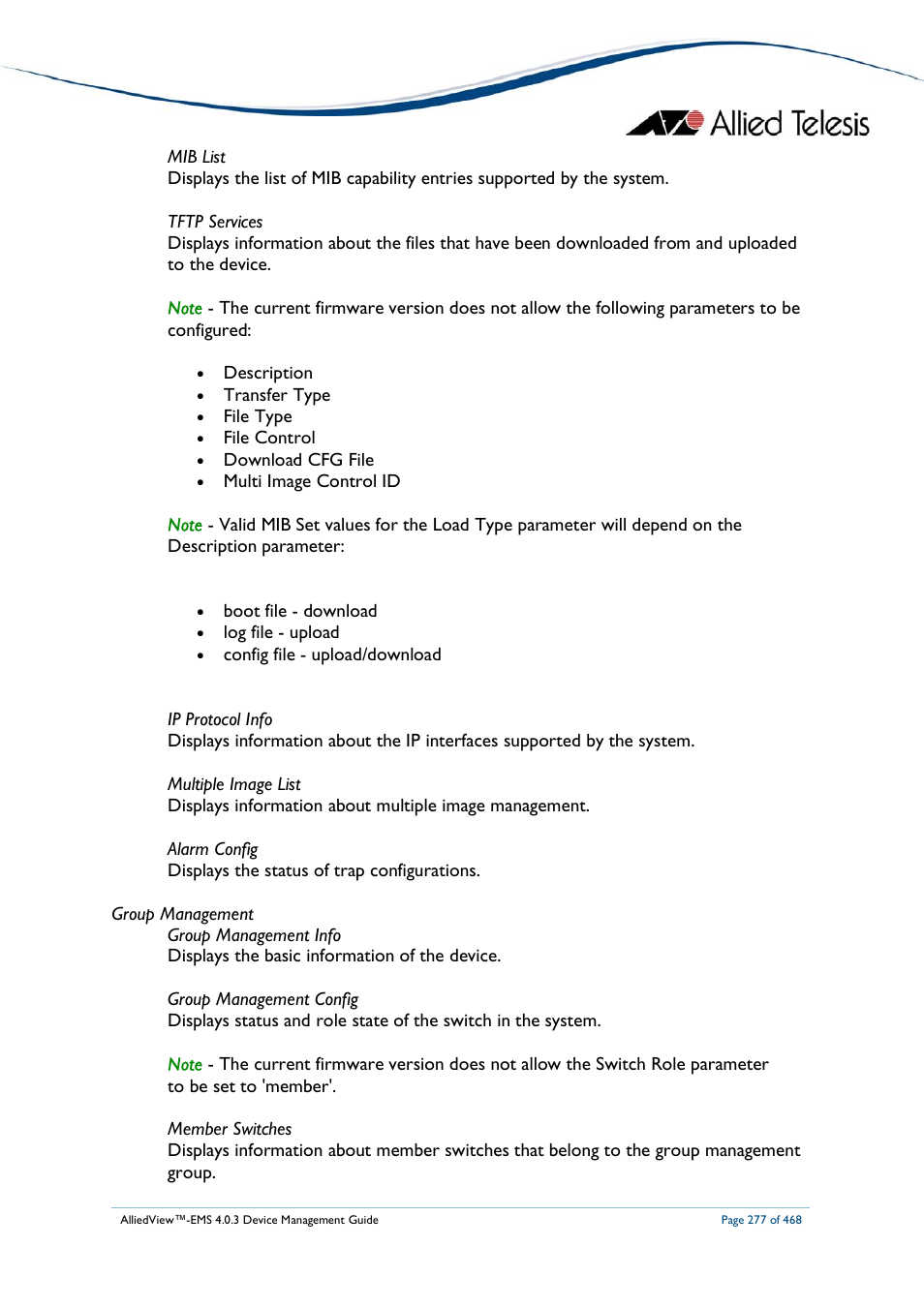 Allied Telesis AlliedView-EMS 4.0.3 Device-Management User Manual | Page 277 / 468