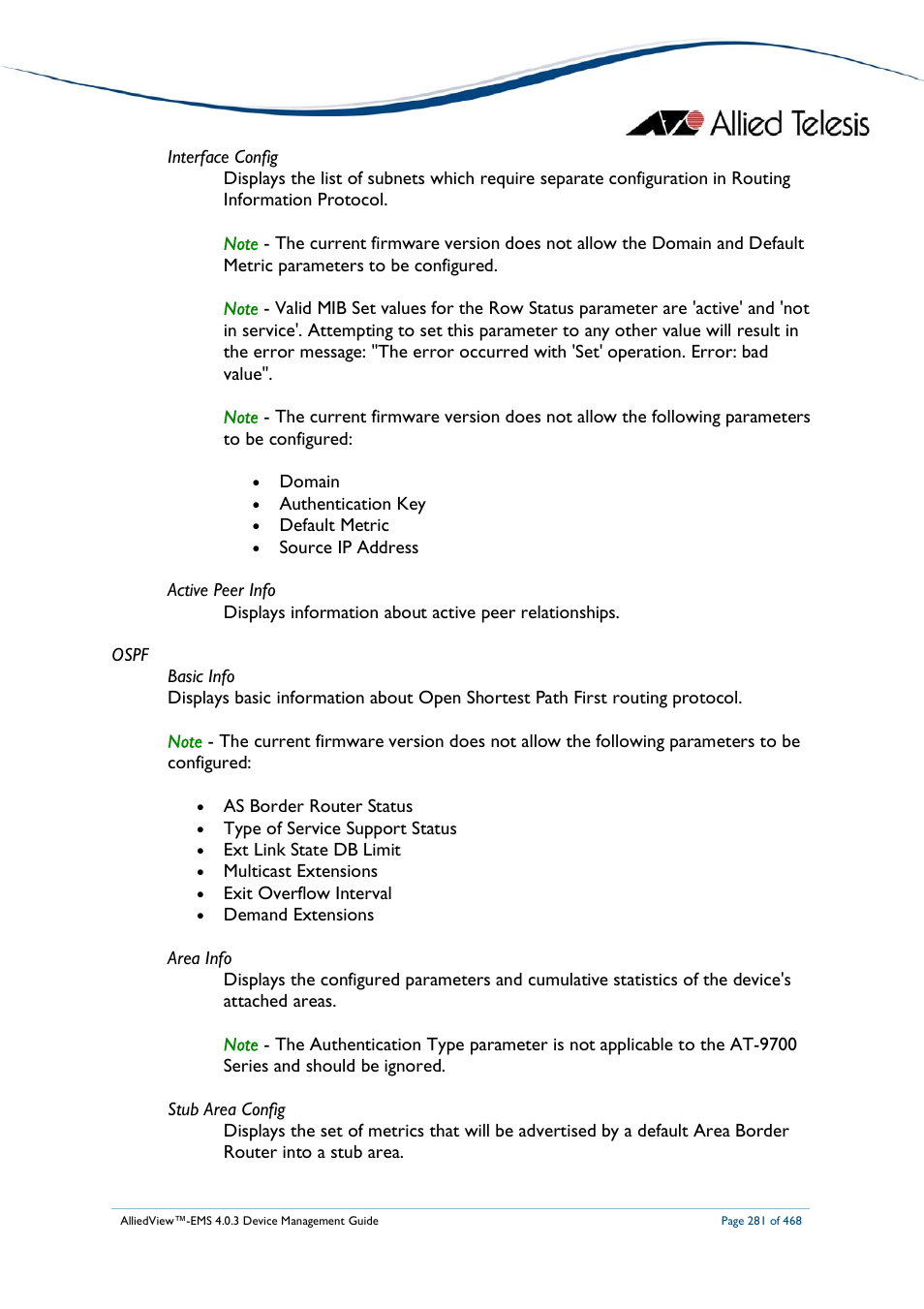 Allied Telesis AlliedView-EMS 4.0.3 Device-Management User Manual | Page 281 / 468