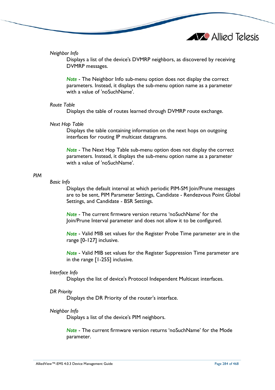 Allied Telesis AlliedView-EMS 4.0.3 Device-Management User Manual | Page 284 / 468