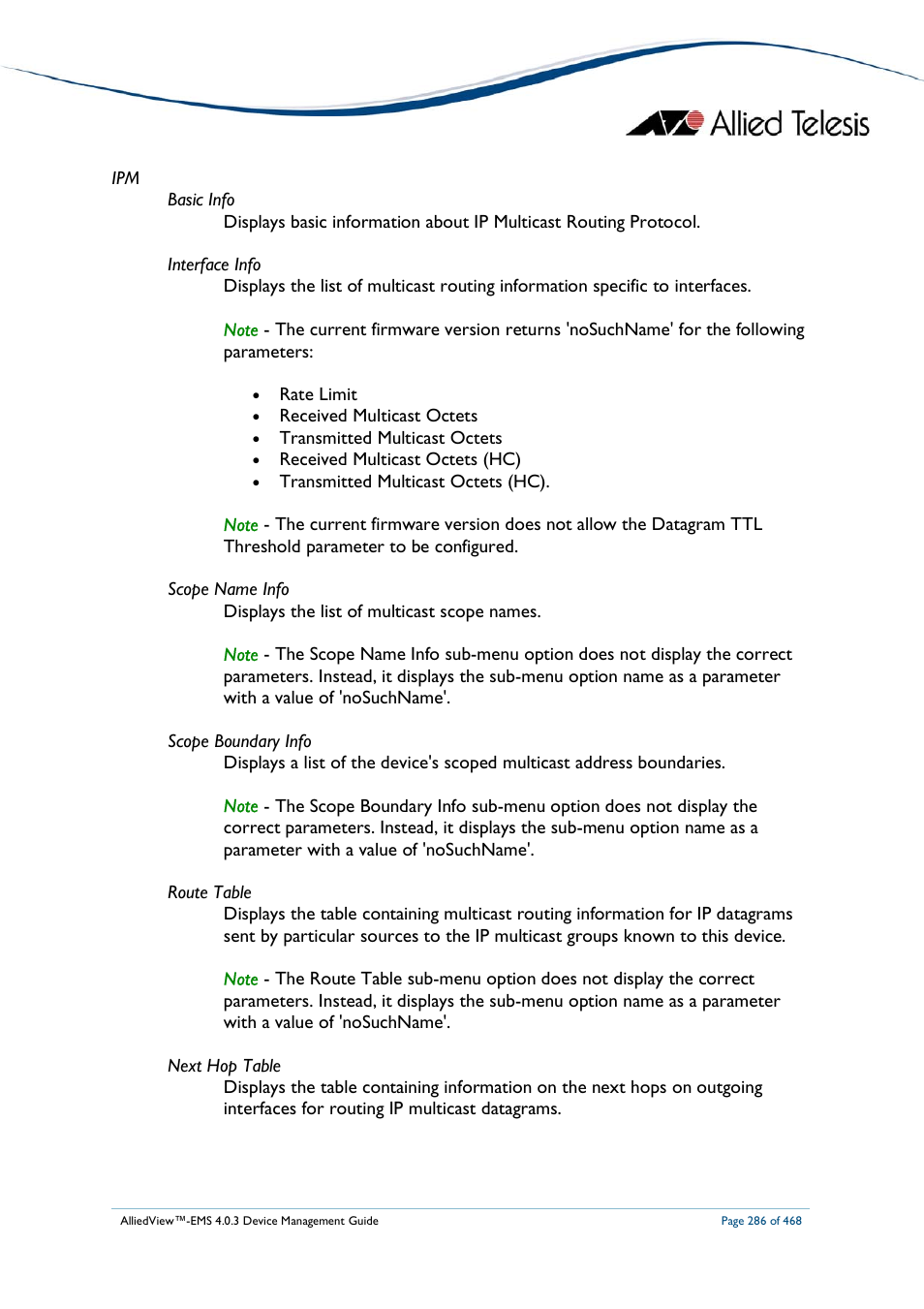 Allied Telesis AlliedView-EMS 4.0.3 Device-Management User Manual | Page 286 / 468