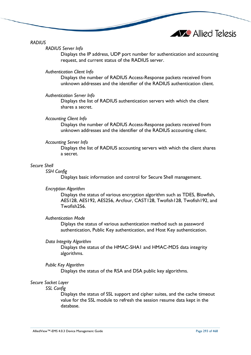 Allied Telesis AlliedView-EMS 4.0.3 Device-Management User Manual | Page 293 / 468