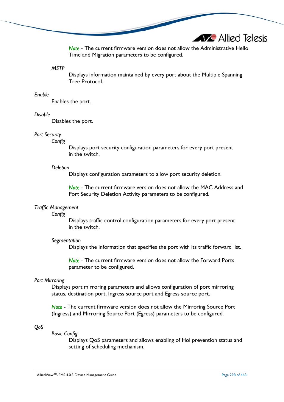 Allied Telesis AlliedView-EMS 4.0.3 Device-Management User Manual | Page 298 / 468