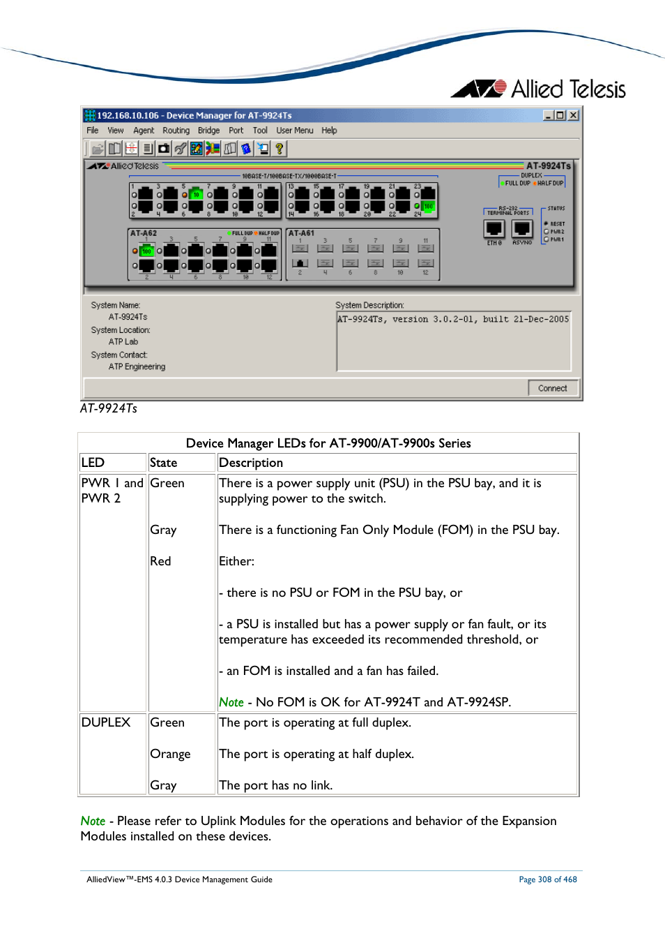 Allied Telesis AlliedView-EMS 4.0.3 Device-Management User Manual | Page 308 / 468