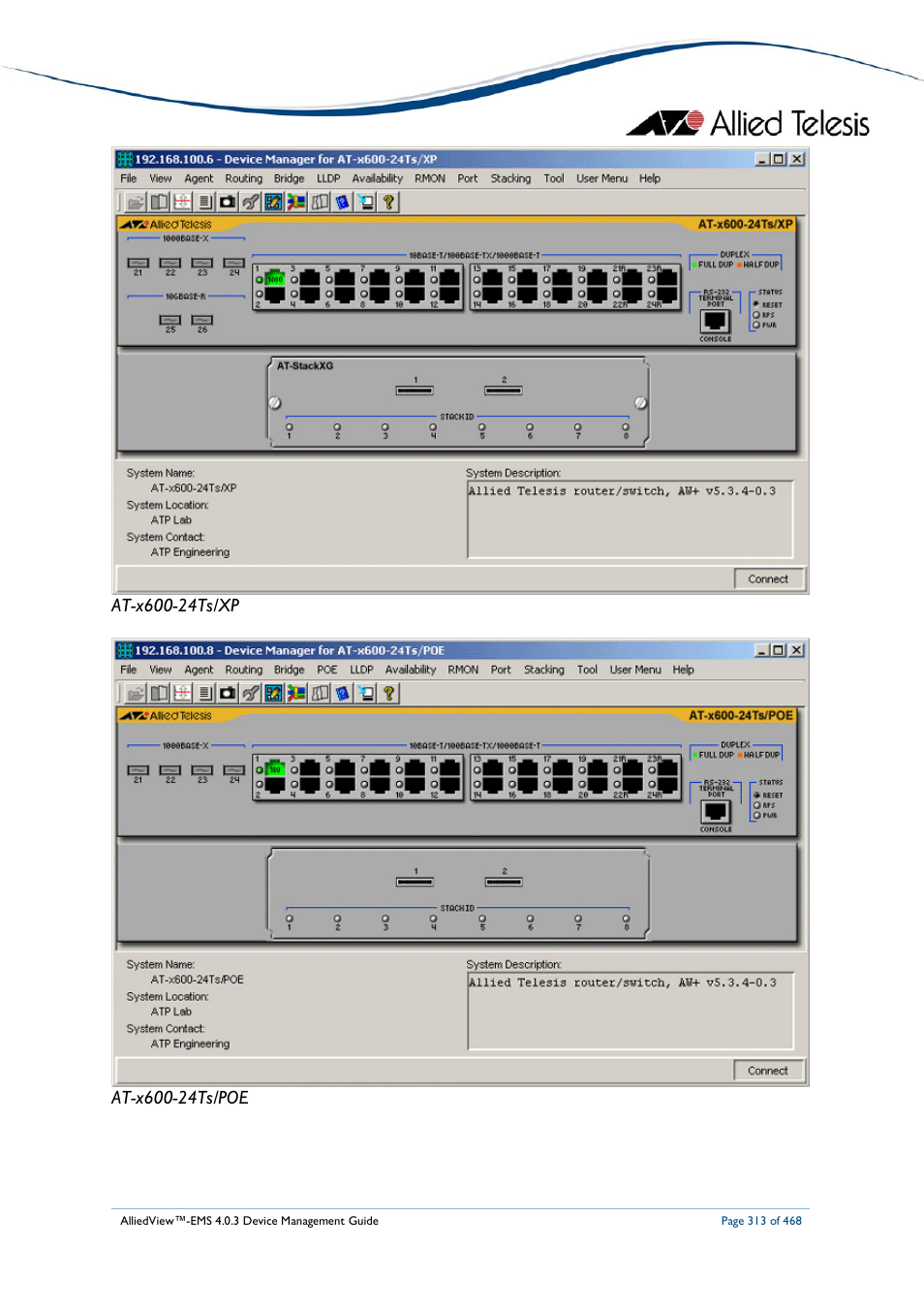 Allied Telesis AlliedView-EMS 4.0.3 Device-Management User Manual | Page 313 / 468