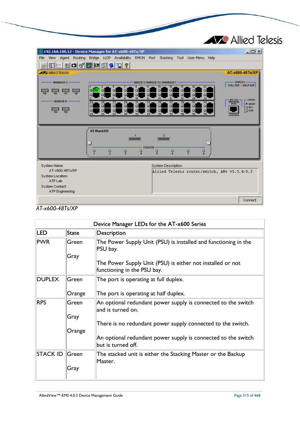 Allied Telesis AlliedView-EMS 4.0.3 Device-Management User Manual | Page 315 / 468