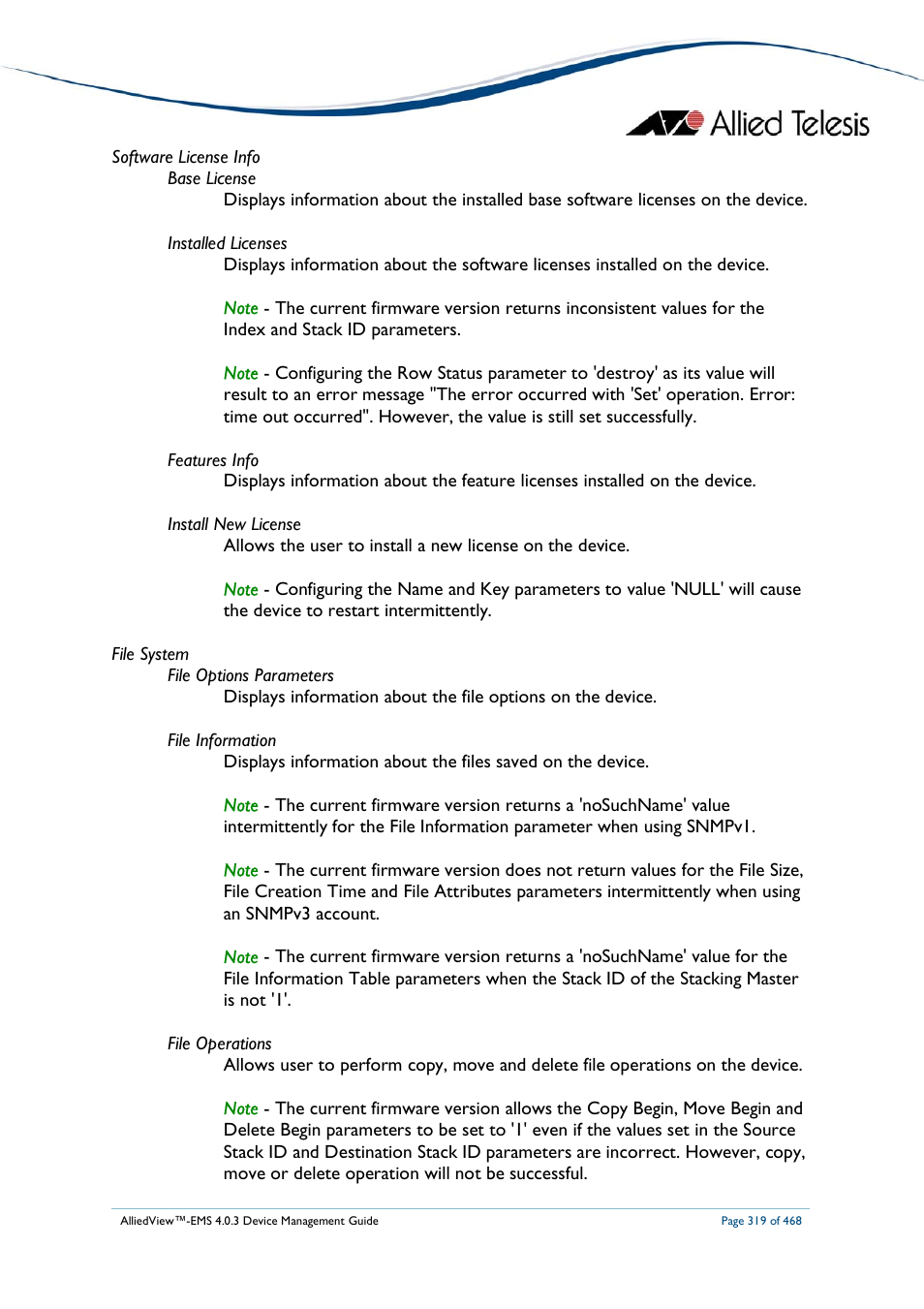 Allied Telesis AlliedView-EMS 4.0.3 Device-Management User Manual | Page 319 / 468