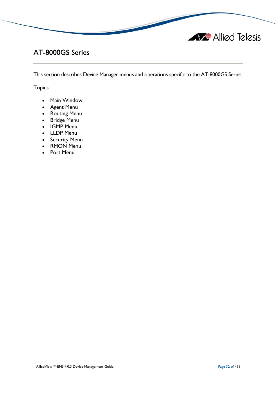 At-8000gs series | Allied Telesis AlliedView-EMS 4.0.3 Device-Management User Manual | Page 32 / 468