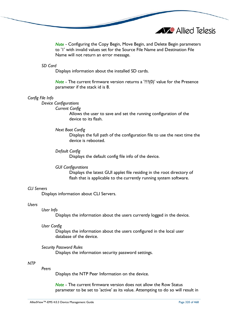 Allied Telesis AlliedView-EMS 4.0.3 Device-Management User Manual | Page 320 / 468