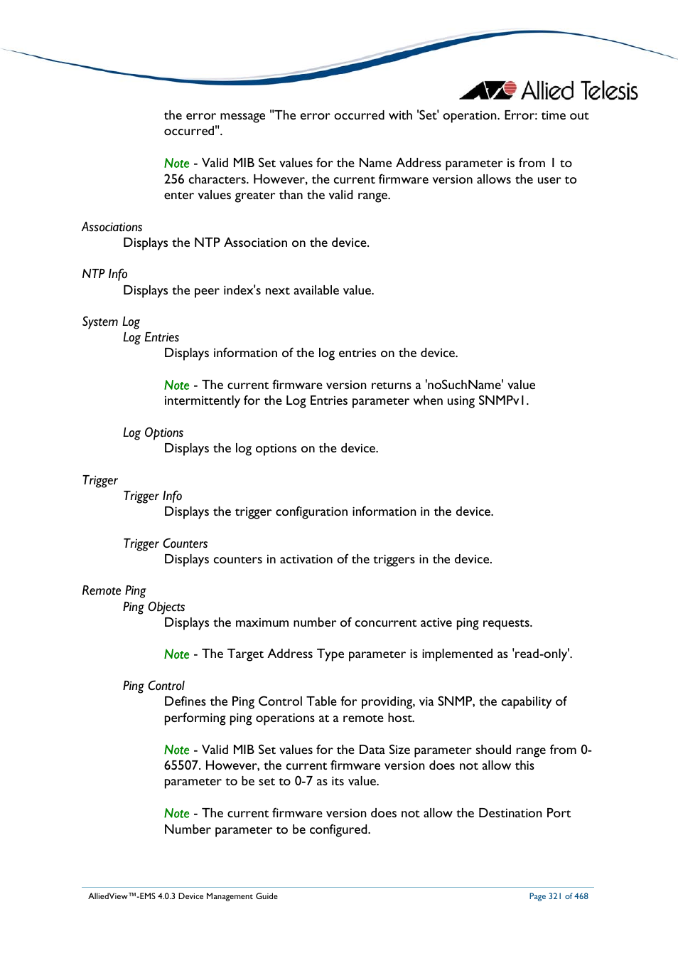 Allied Telesis AlliedView-EMS 4.0.3 Device-Management User Manual | Page 321 / 468