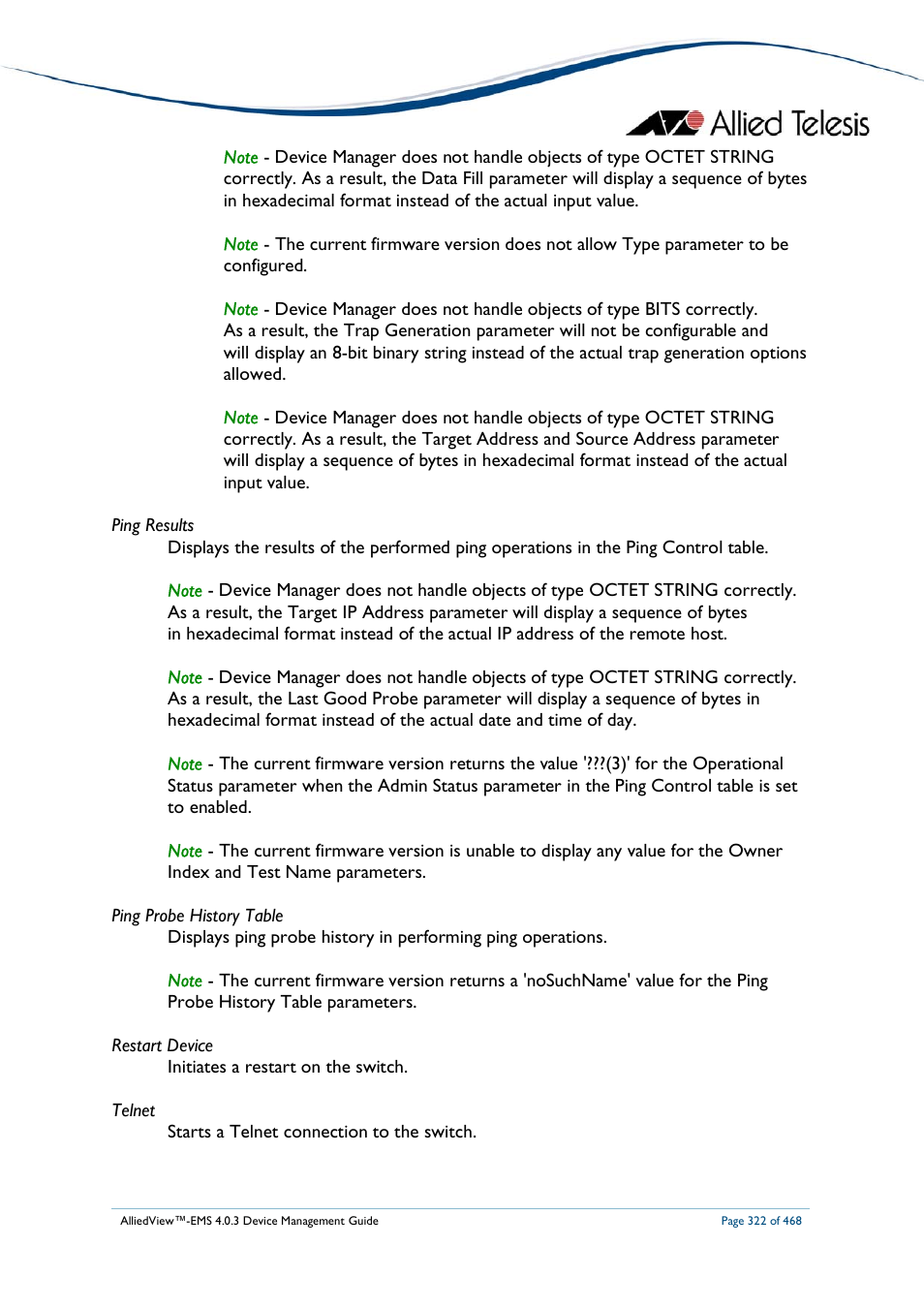 Allied Telesis AlliedView-EMS 4.0.3 Device-Management User Manual | Page 322 / 468