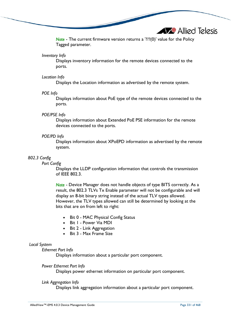 Allied Telesis AlliedView-EMS 4.0.3 Device-Management User Manual | Page 331 / 468