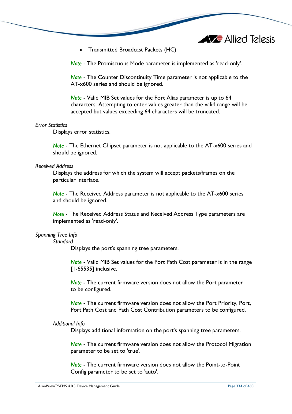 Allied Telesis AlliedView-EMS 4.0.3 Device-Management User Manual | Page 334 / 468