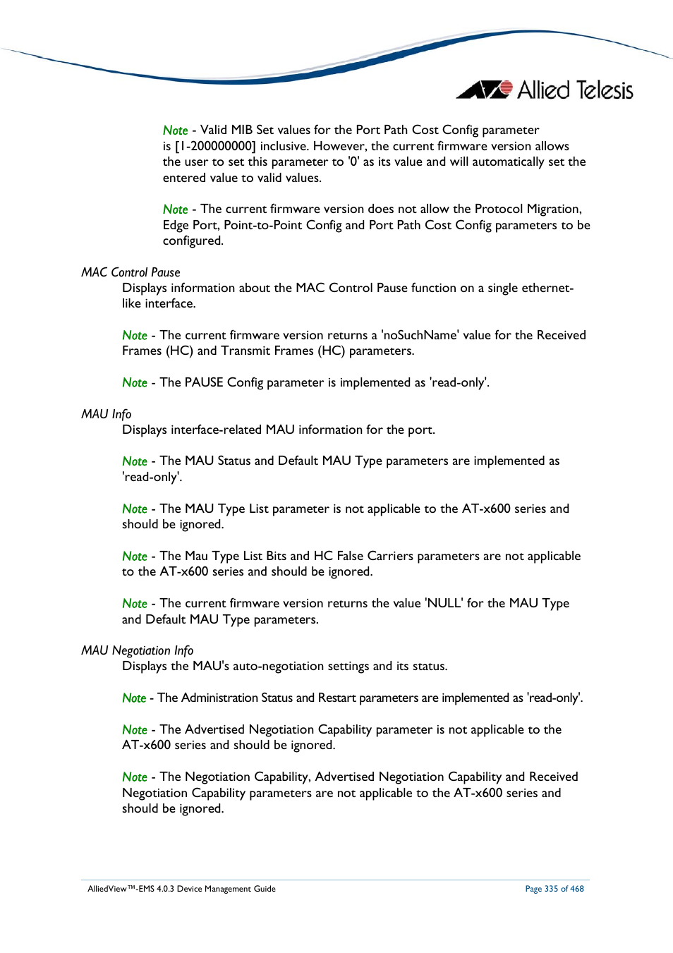 Allied Telesis AlliedView-EMS 4.0.3 Device-Management User Manual | Page 335 / 468
