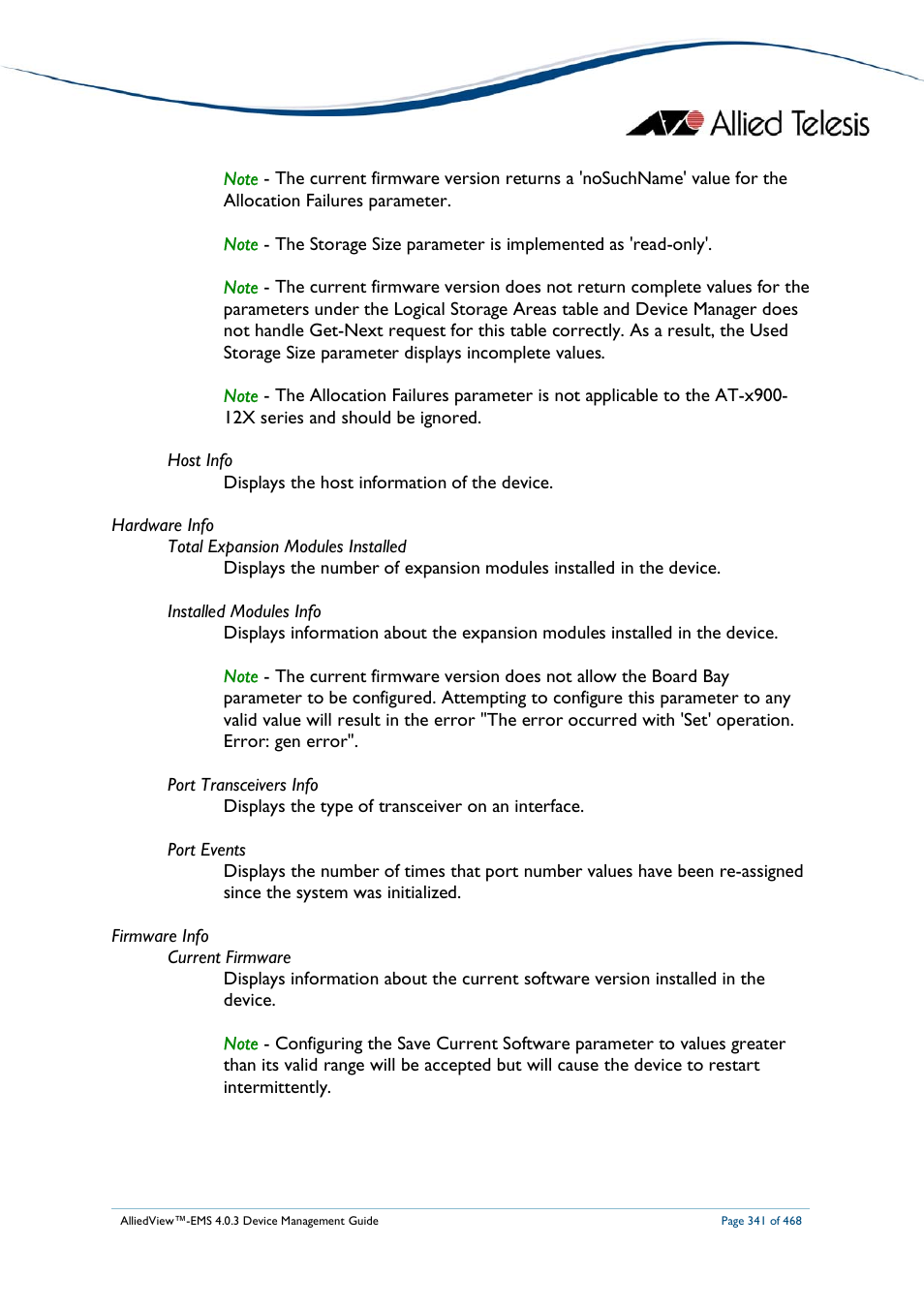 Allied Telesis AlliedView-EMS 4.0.3 Device-Management User Manual | Page 341 / 468