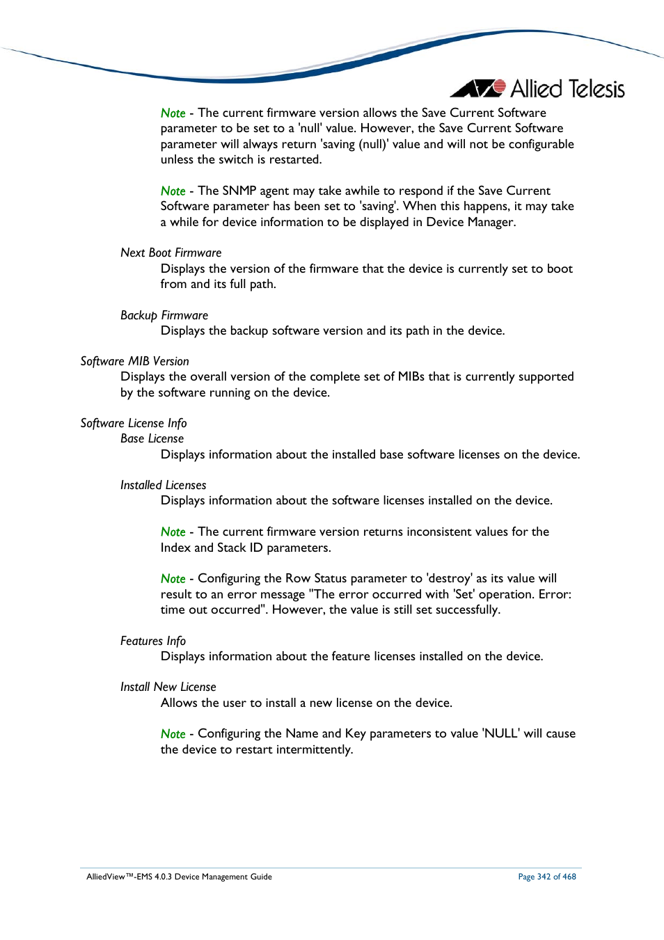 Allied Telesis AlliedView-EMS 4.0.3 Device-Management User Manual | Page 342 / 468