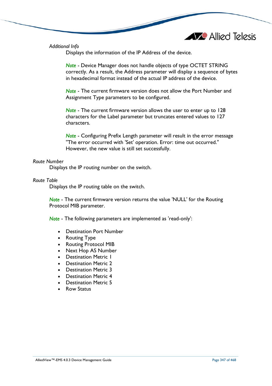 Allied Telesis AlliedView-EMS 4.0.3 Device-Management User Manual | Page 347 / 468