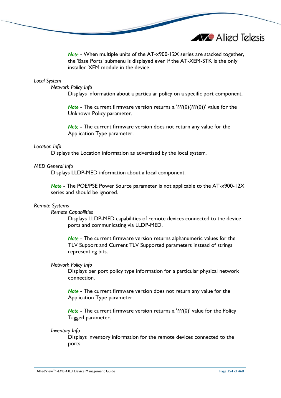 Allied Telesis AlliedView-EMS 4.0.3 Device-Management User Manual | Page 354 / 468