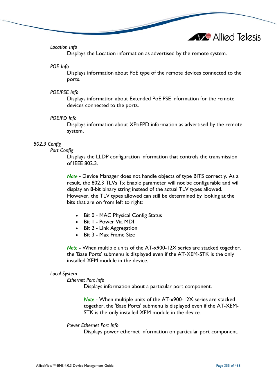 Allied Telesis AlliedView-EMS 4.0.3 Device-Management User Manual | Page 355 / 468