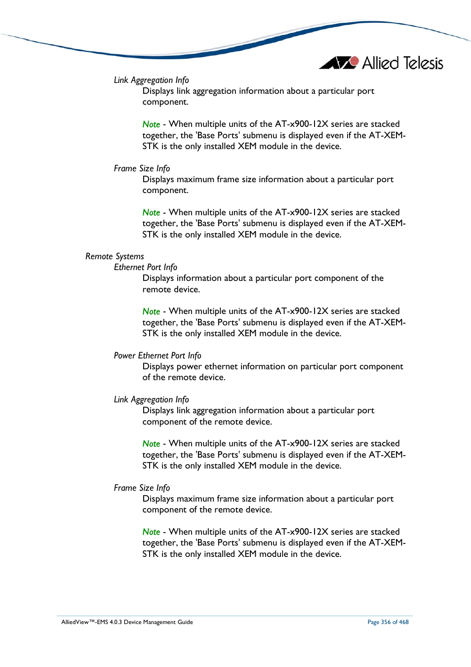 Allied Telesis AlliedView-EMS 4.0.3 Device-Management User Manual | Page 356 / 468