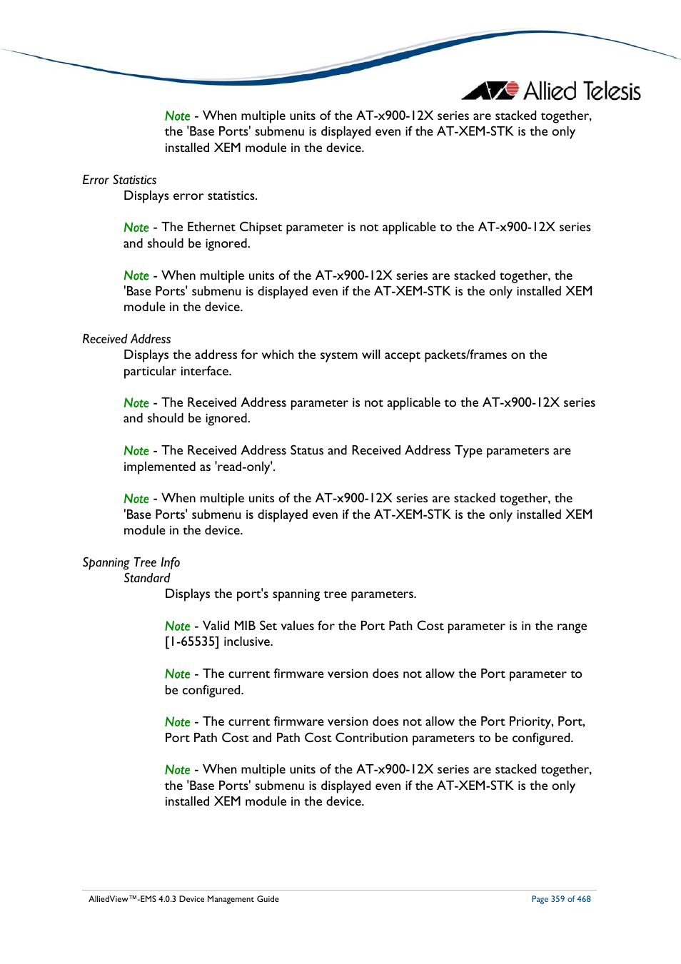 Allied Telesis AlliedView-EMS 4.0.3 Device-Management User Manual | Page 359 / 468