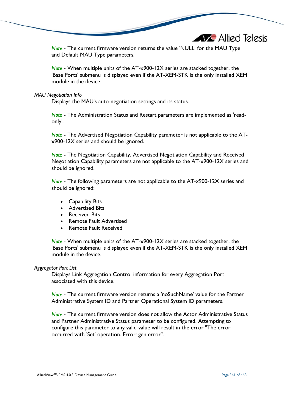 Allied Telesis AlliedView-EMS 4.0.3 Device-Management User Manual | Page 361 / 468