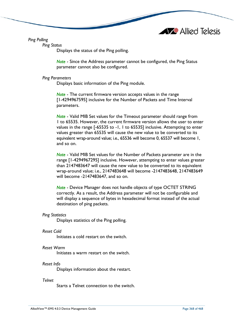 Allied Telesis AlliedView-EMS 4.0.3 Device-Management User Manual | Page 368 / 468