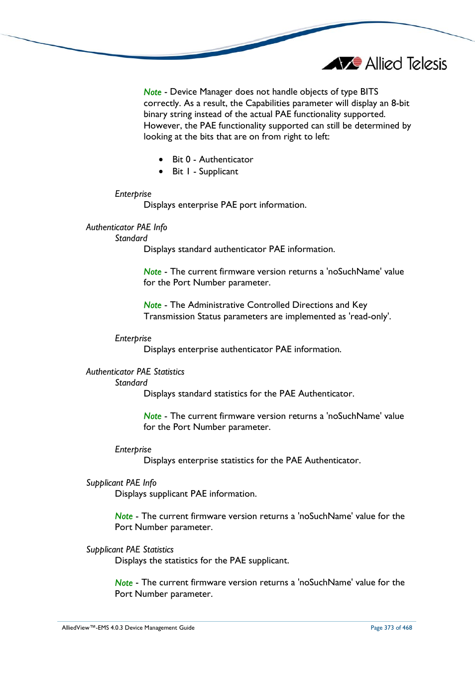 Allied Telesis AlliedView-EMS 4.0.3 Device-Management User Manual | Page 373 / 468