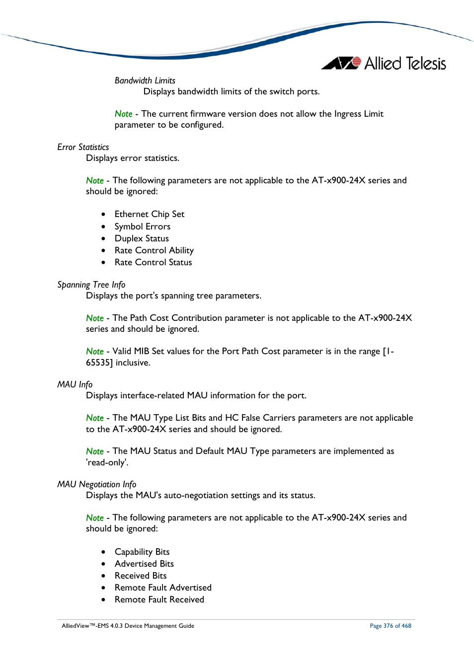 Allied Telesis AlliedView-EMS 4.0.3 Device-Management User Manual | Page 376 / 468