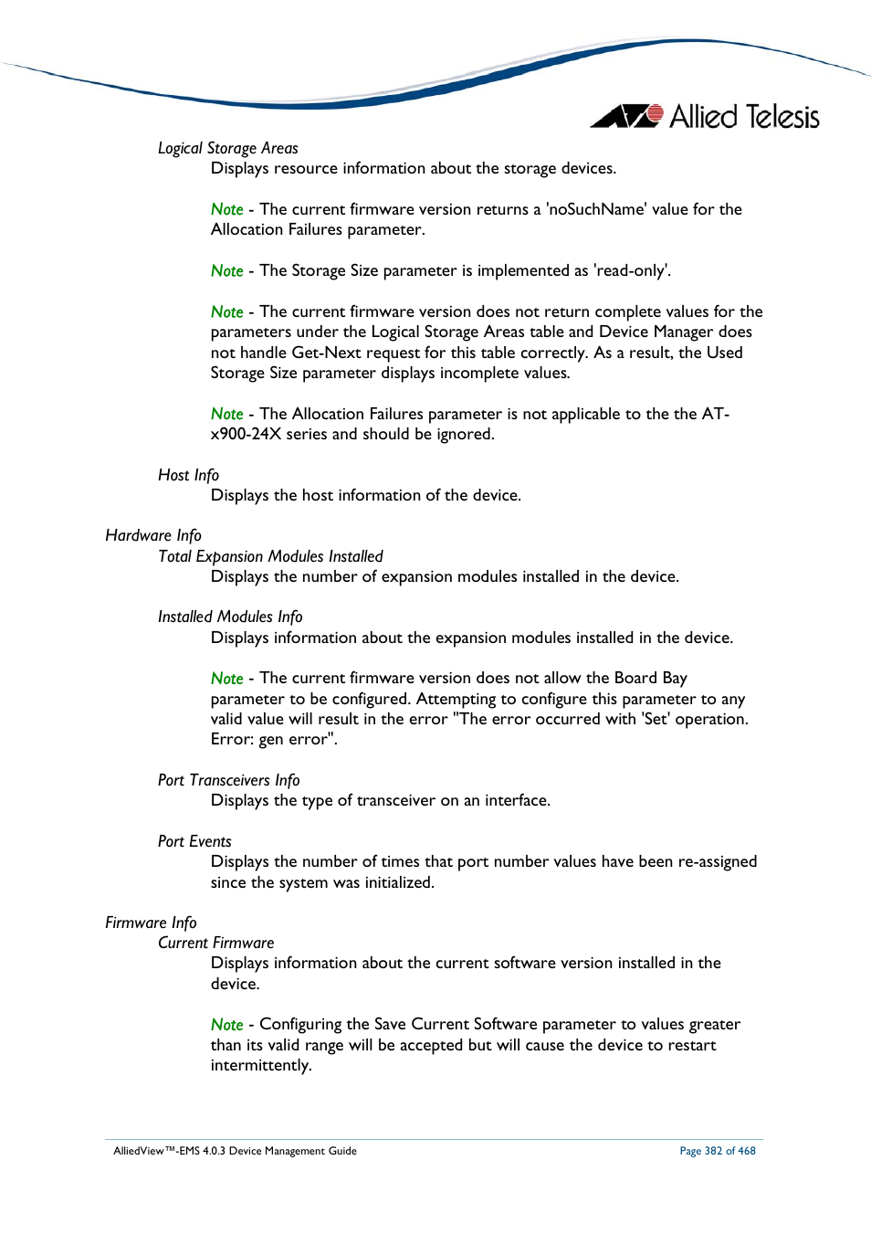 Allied Telesis AlliedView-EMS 4.0.3 Device-Management User Manual | Page 382 / 468