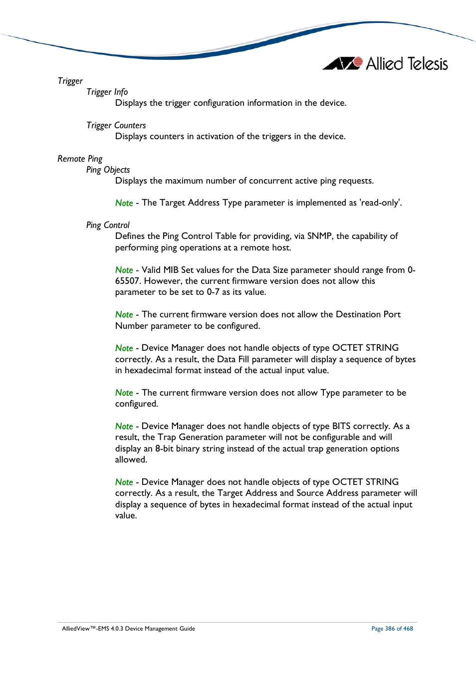 Allied Telesis AlliedView-EMS 4.0.3 Device-Management User Manual | Page 386 / 468