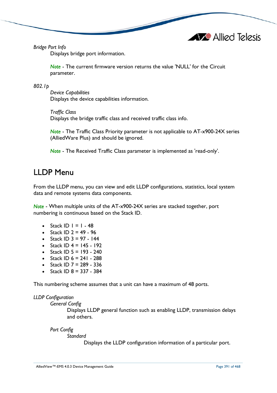 Lldp menu | Allied Telesis AlliedView-EMS 4.0.3 Device-Management User Manual | Page 391 / 468