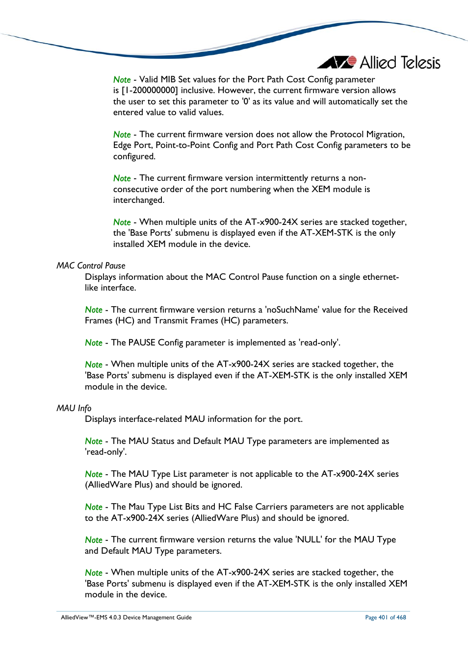 Allied Telesis AlliedView-EMS 4.0.3 Device-Management User Manual | Page 401 / 468