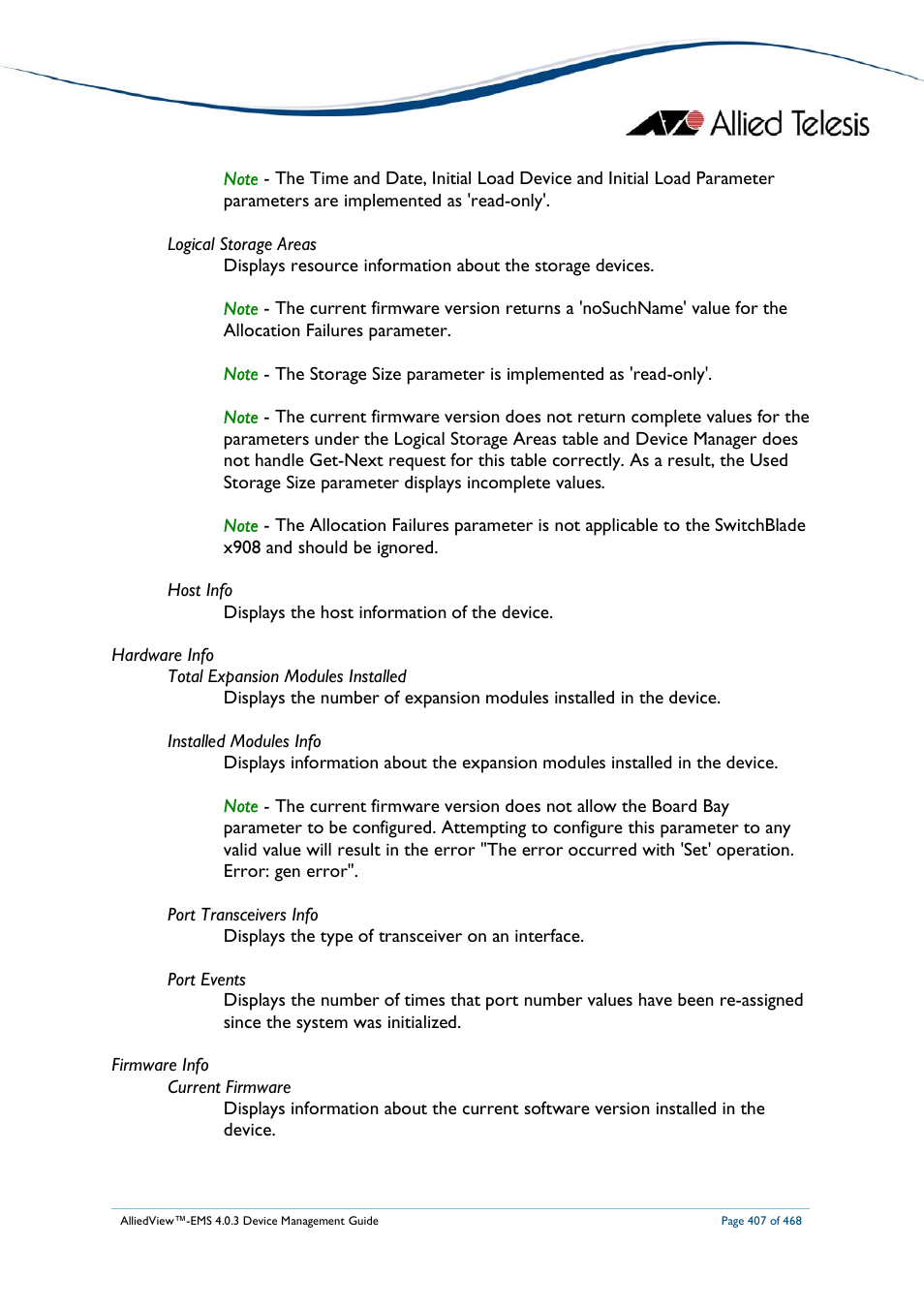 Allied Telesis AlliedView-EMS 4.0.3 Device-Management User Manual | Page 407 / 468
