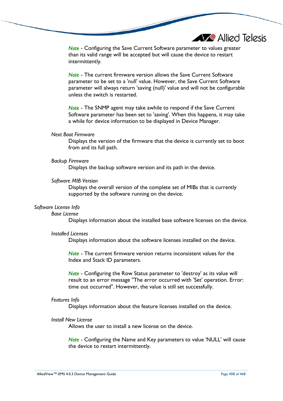 Allied Telesis AlliedView-EMS 4.0.3 Device-Management User Manual | Page 408 / 468