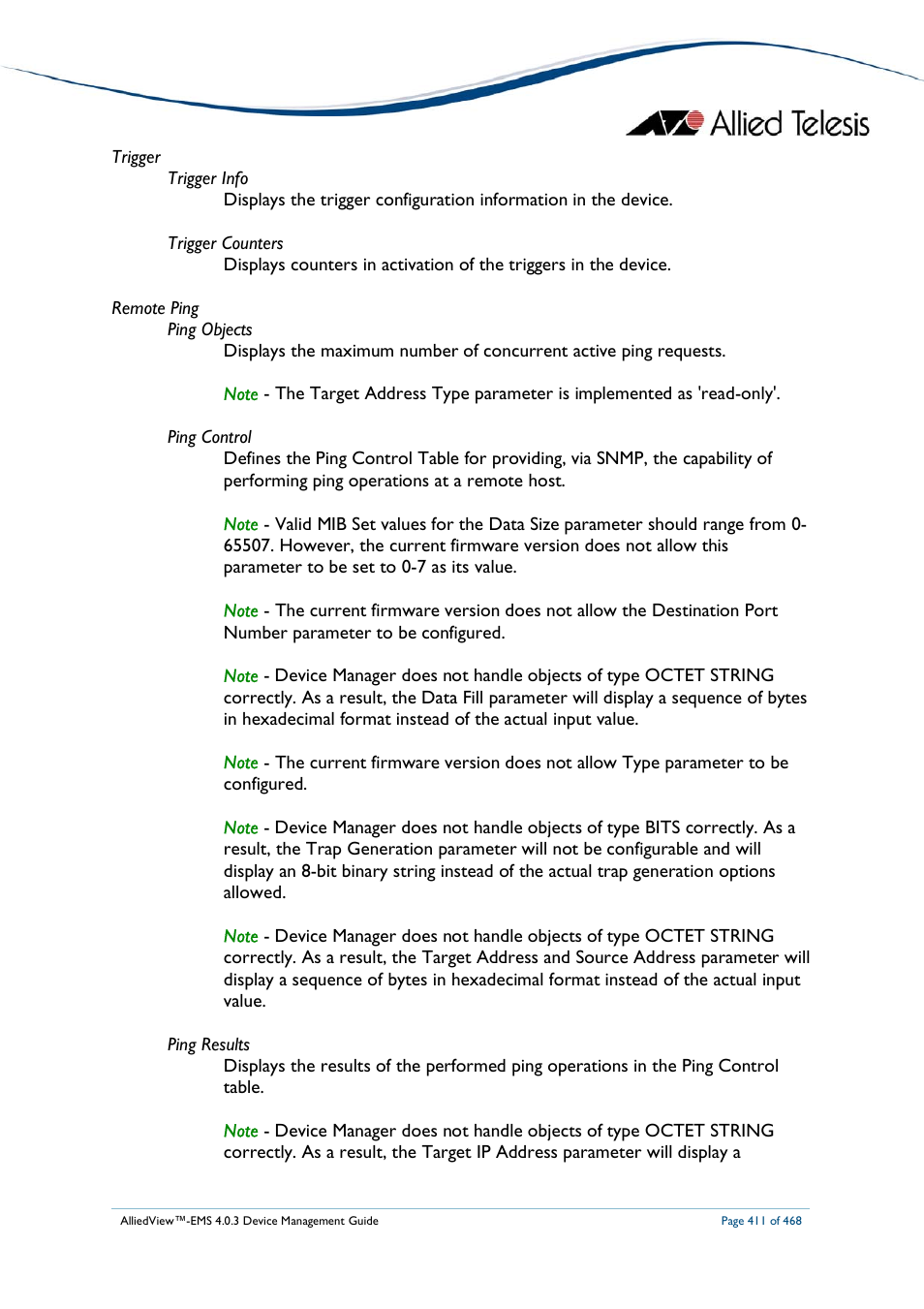 Allied Telesis AlliedView-EMS 4.0.3 Device-Management User Manual | Page 411 / 468