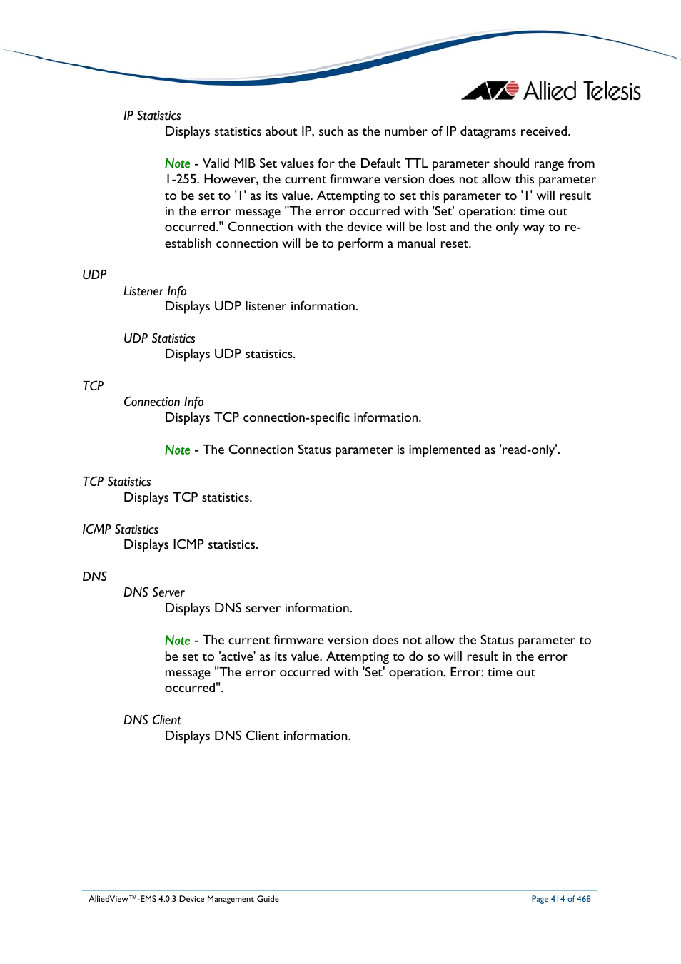 Allied Telesis AlliedView-EMS 4.0.3 Device-Management User Manual | Page 414 / 468