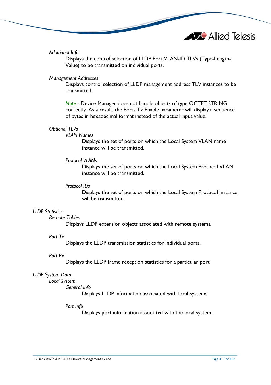 Allied Telesis AlliedView-EMS 4.0.3 Device-Management User Manual | Page 417 / 468