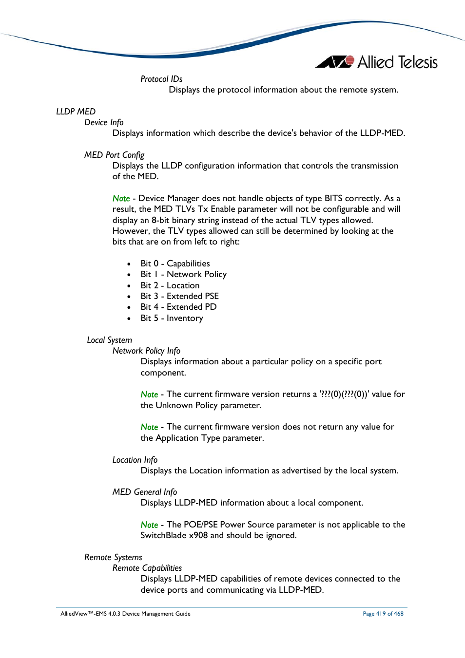 Allied Telesis AlliedView-EMS 4.0.3 Device-Management User Manual | Page 419 / 468