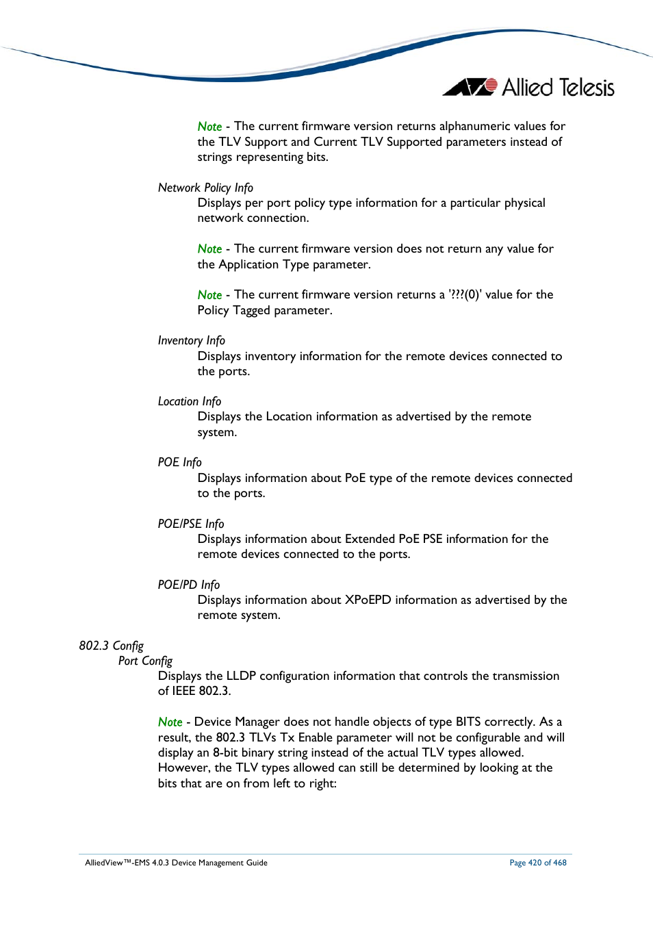 Allied Telesis AlliedView-EMS 4.0.3 Device-Management User Manual | Page 420 / 468