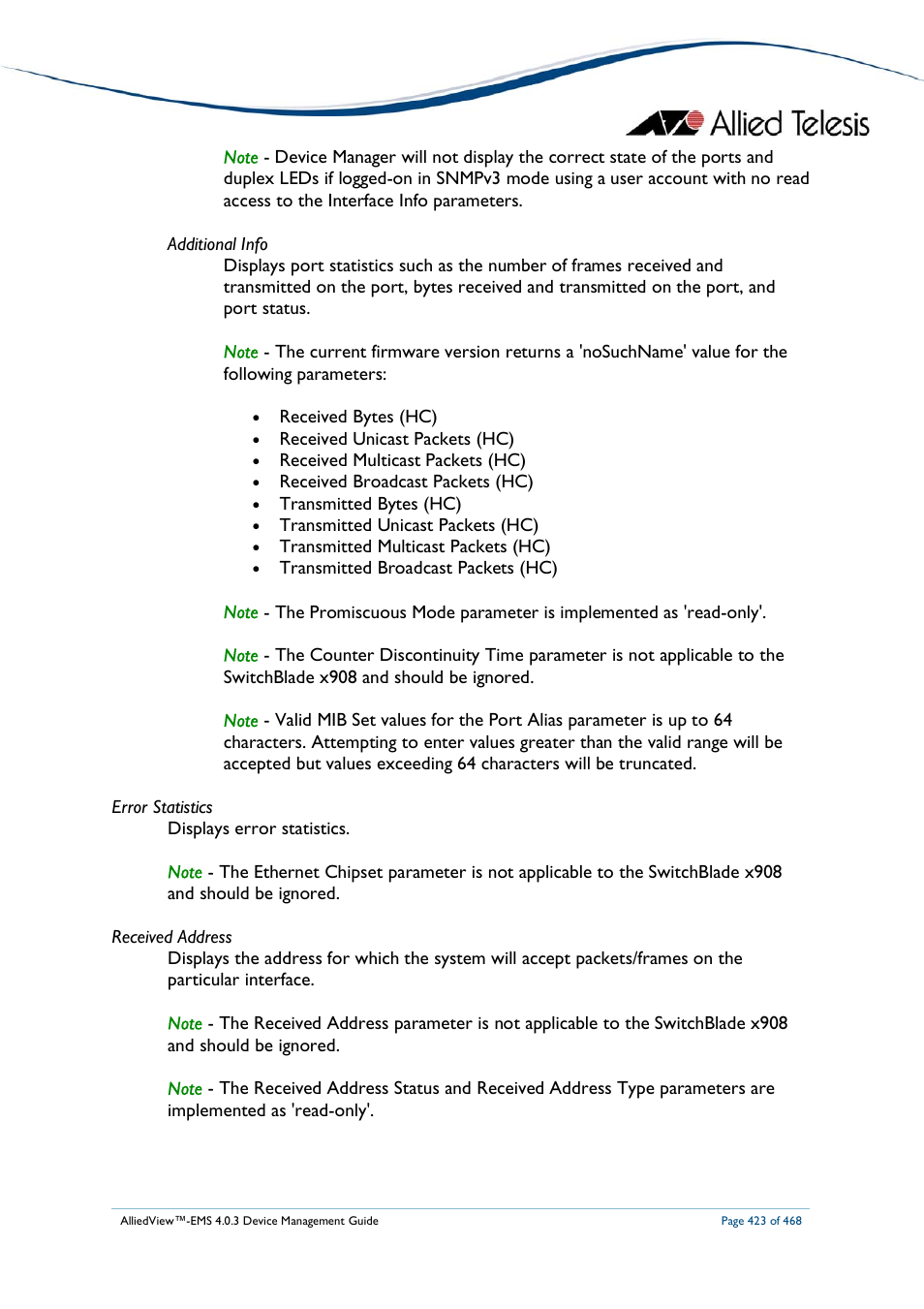 Allied Telesis AlliedView-EMS 4.0.3 Device-Management User Manual | Page 423 / 468