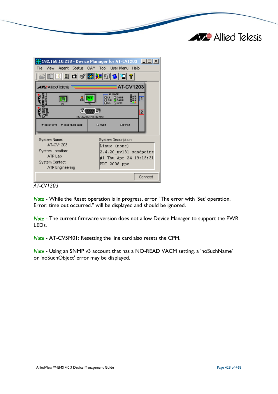Allied Telesis AlliedView-EMS 4.0.3 Device-Management User Manual | Page 428 / 468