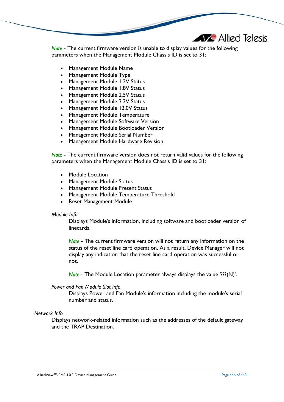 Allied Telesis AlliedView-EMS 4.0.3 Device-Management User Manual | Page 446 / 468