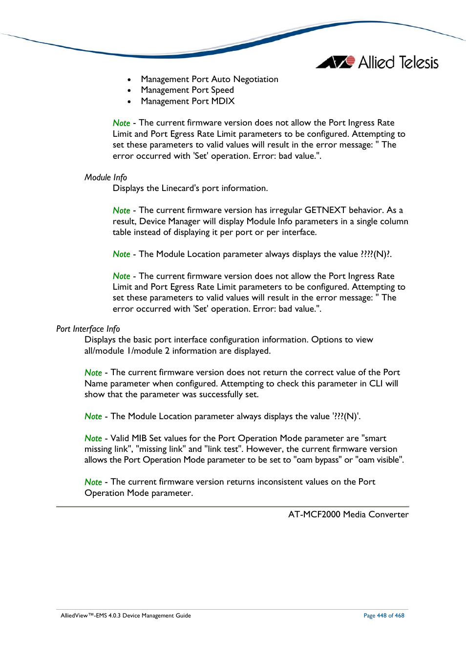 Allied Telesis AlliedView-EMS 4.0.3 Device-Management User Manual | Page 448 / 468