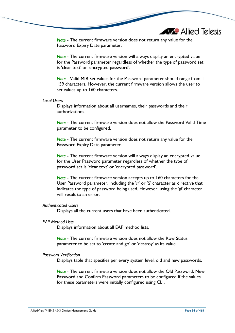 Allied Telesis AlliedView-EMS 4.0.3 Device-Management User Manual | Page 54 / 468