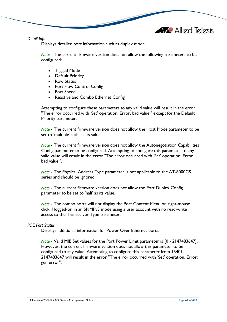 Allied Telesis AlliedView-EMS 4.0.3 Device-Management User Manual | Page 61 / 468