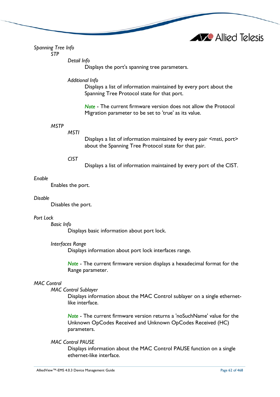 Allied Telesis AlliedView-EMS 4.0.3 Device-Management User Manual | Page 62 / 468