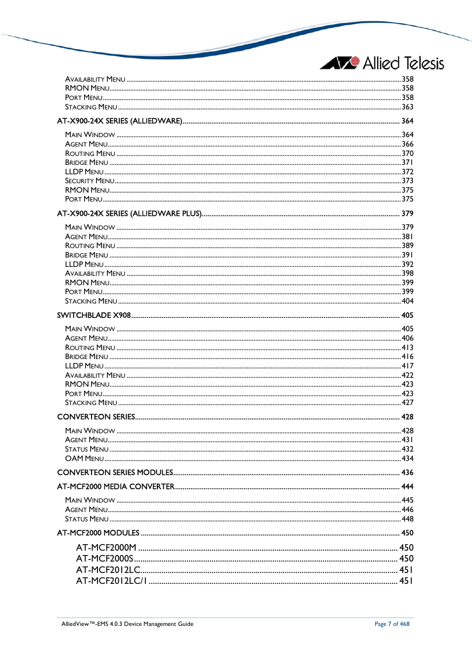 Allied Telesis AlliedView-EMS 4.0.3 Device-Management User Manual | Page 7 / 468