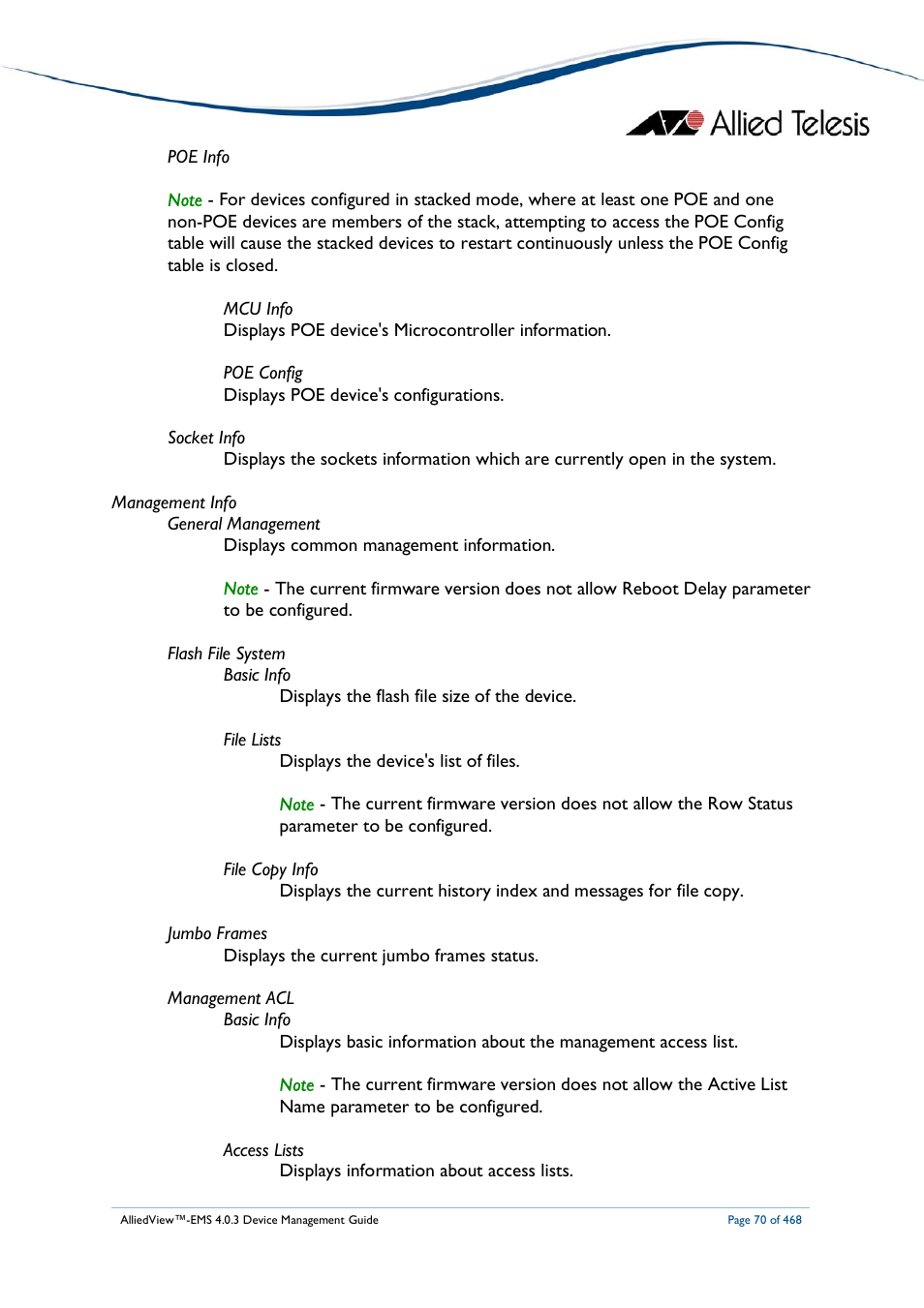 Allied Telesis AlliedView-EMS 4.0.3 Device-Management User Manual | Page 70 / 468